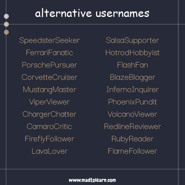 Female Alternative Usernames