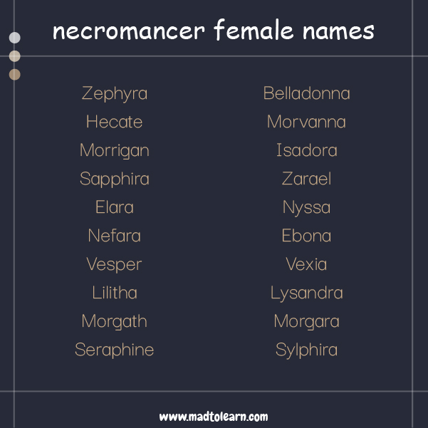 Female Necromancer Female Names