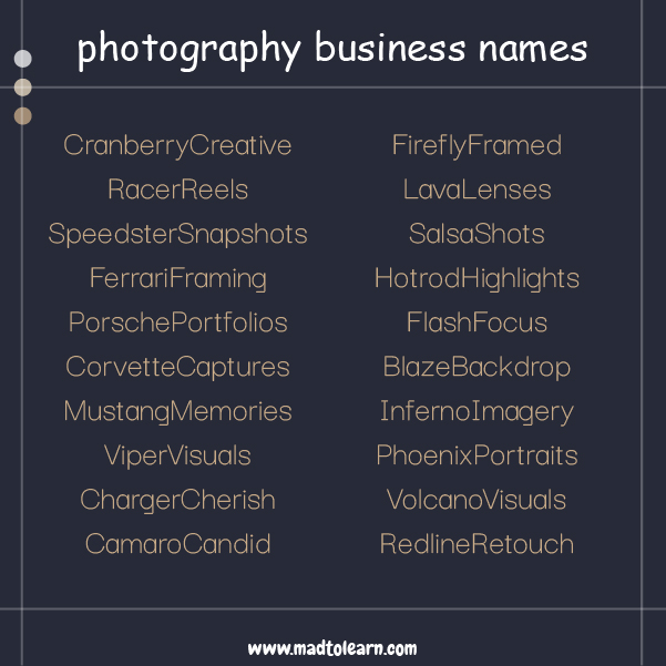 Female Photography Business Names