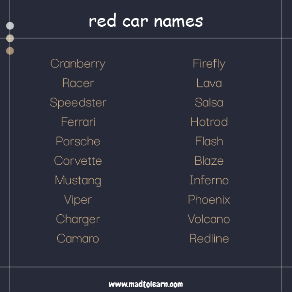 Female Red Car Names