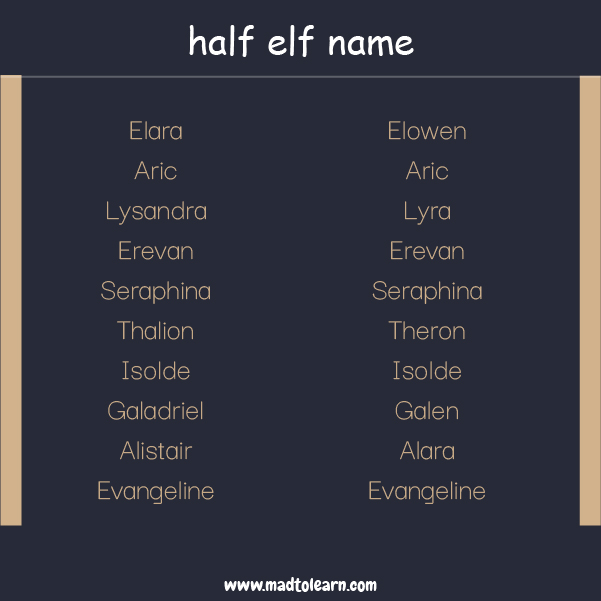 Male Half Elf Names