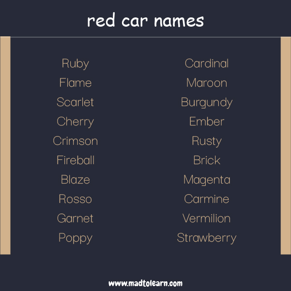 Male Red Car Names