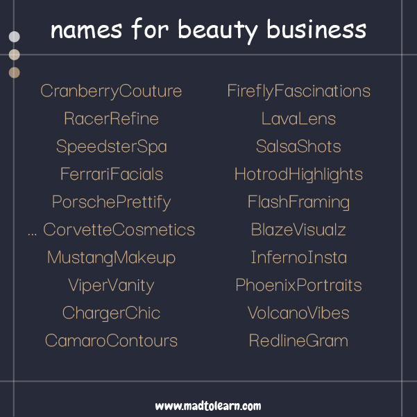 Professional Names for Beauty Business Examples